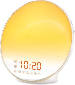 Wake Up Light Sunrise Alarm Clock for Kids; Heavy Sleepers; Bedroom; with Sunrise Simulation; Sleep Aid; Dual Alarms; FM Radio; Snooze; Nightligh