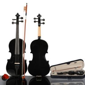 New 1/2 Acoustic Violin Case Bow Rosin Black