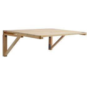 VEVOR Wall Mounted Folding Table, 31.5" x 23.62" Wall Mount Drop Leaf Table, Wooden Floating Desk with Iron Bracket, Fold Down Desk for Small Spa