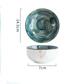 Ceramic Breakfast Salad Bowl With Cute Eating Bowl (Color: GREEN)