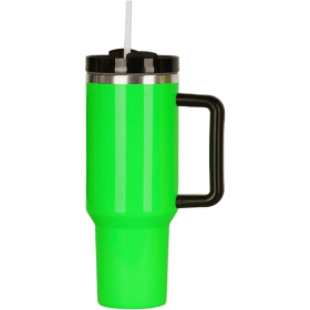 40 Oz Tumbler With Handle And Straw Lid, Insulated Stainless Steel Double Wall Spill Proof Water Bottle Travel Mug (Color: GREEN)