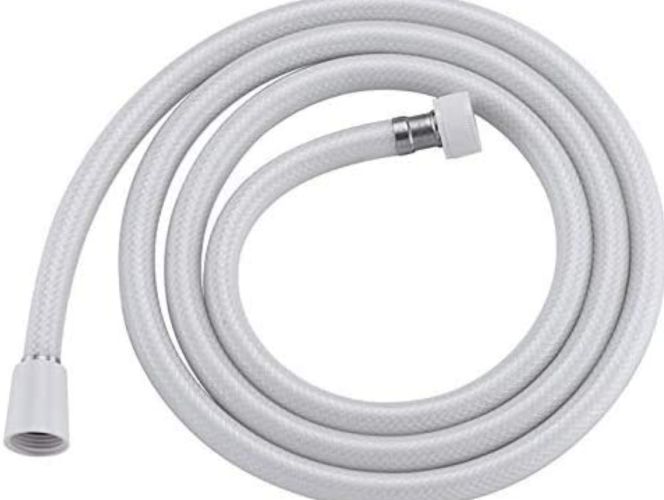 PVC Shower Hose 59 In Extra Long Smooth Handheld Shower Hose Flexible Anti-Kink Handheld Shower Head Hose With Brass Spin Inner Core White