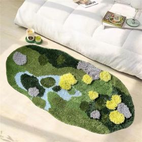 Moss Green Bath Mat Bathroom Rugs Non-Slip Aesthetic Microfiber Fleece Soft Shaggy Shower Mat Carpet (Color: GREEN)